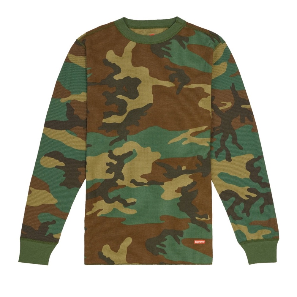 Supreme Hanes Thermal Crew - Woodland Camo
